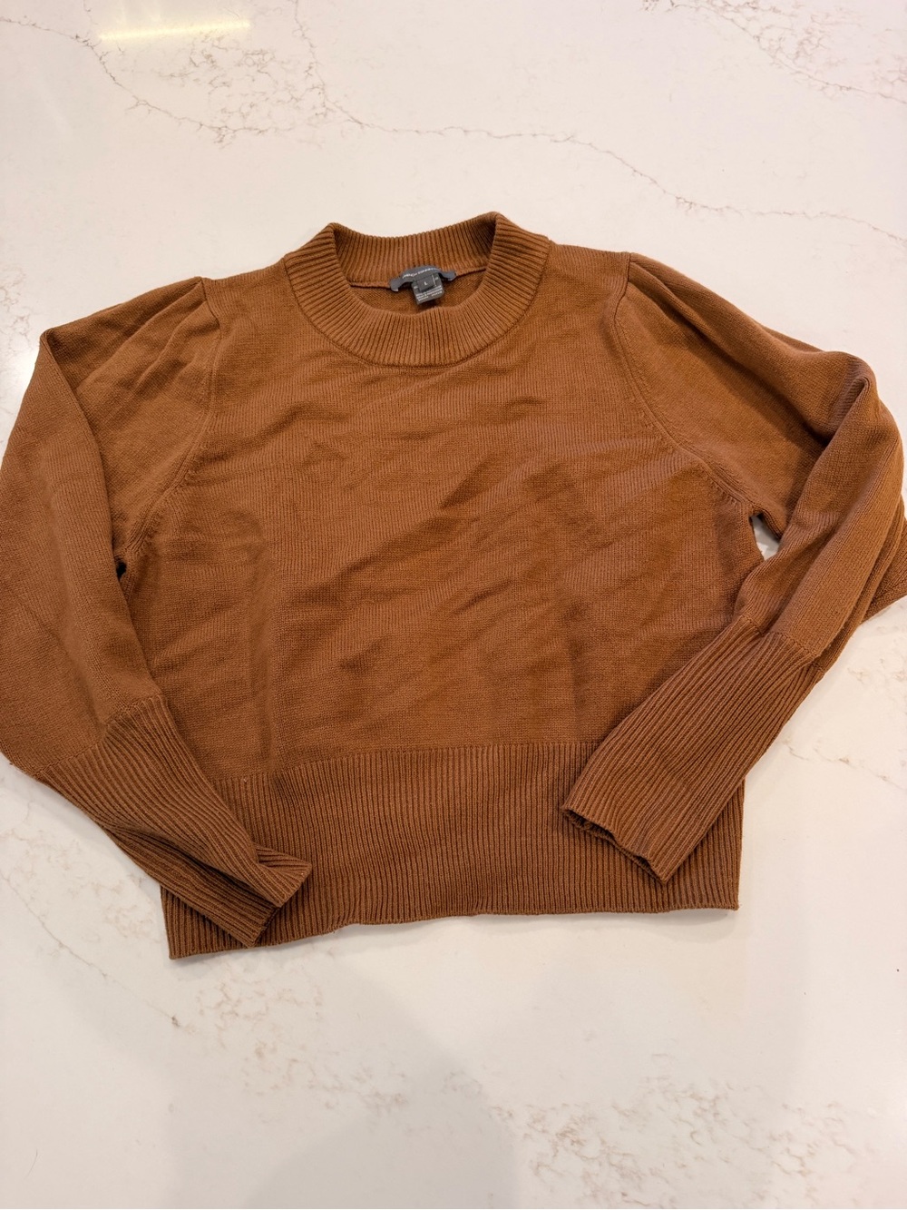 French Connection Cinnamon Brown Puff Sleeve Sweater | Women’s Large